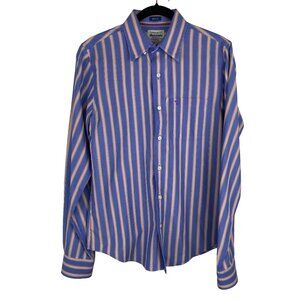 Vintage Abercrombie Mens Blue & Peach Muscle Fit Striped Button-Down Shirt Med